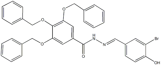 3,4,5-tris(benzyloxy)-N'-(3-bromo-4-hydroxybenzylidene)benzohydrazide 结构式