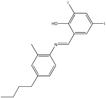 2-{[(4-butyl-2-methylphenyl)imino]methyl}-4,6-diiodophenol 结构式