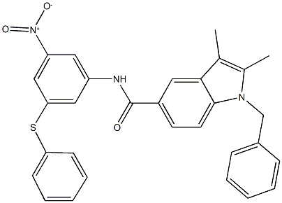 1-benzyl-N-[3-nitro-5-(phenylsulfanyl)phenyl]-2,3-dimethyl-1H-indole-5-carboxamide 结构式