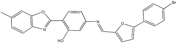 5-({[5-(4-bromophenyl)-2-furyl]methylene}amino)-2-(6-methyl-1,3-benzoxazol-2-yl)phenol 结构式