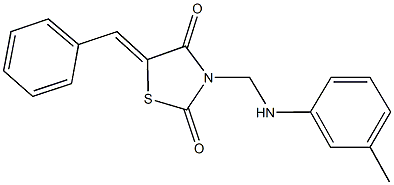 5-benzylidene-3-(3-toluidinomethyl)-1,3-thiazolidine-2,4-dione 结构式