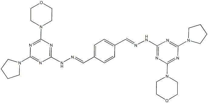 terephthalaldehyde bis{[4-(4-morpholinyl)-6-(1-pyrrolidinyl)-1,3,5-triazin-2-yl]hydrazone} 结构式