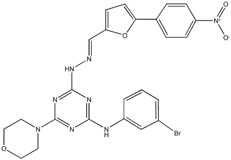 5-{4-nitrophenyl}-2-furaldehyde [4-(3-bromoanilino)-6-(4-morpholinyl)-1,3,5-triazin-2-yl]hydrazone 结构式