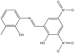 2-{[(2-hydroxy-3-methylphenyl)imino]methyl}-4,6-bisnitrophenol 结构式