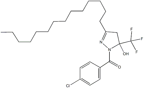 1-(4-chlorobenzoyl)-3-tetradecyl-5-(trifluoromethyl)-4,5-dihydro-1H-pyrazol-5-ol 结构式