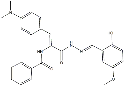 N-(2-[4-(dimethylamino)phenyl]-1-{[2-(2-hydroxy-5-methoxybenzylidene)hydrazino]carbonyl}vinyl)benzamide 结构式