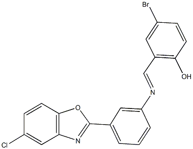 4-bromo-2-({[3-(5-chloro-1,3-benzoxazol-2-yl)phenyl]imino}methyl)phenol 结构式