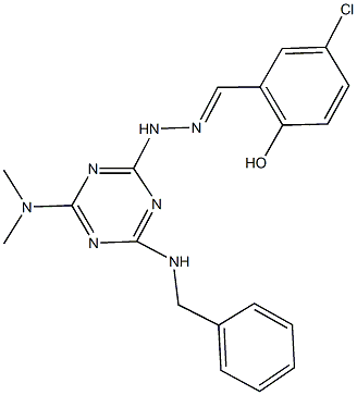 5-chloro-2-hydroxybenzaldehyde [4-(benzylamino)-6-(dimethylamino)-1,3,5-triazin-2-yl]hydrazone 结构式