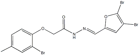 2-(2-bromo-4-methylphenoxy)-N'-[(4,5-dibromo-2-furyl)methylene]acetohydrazide 结构式