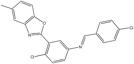 N-(4-chlorobenzylidene)-N-[4-chloro-3-(5-methyl-1,3-benzoxazol-2-yl)phenyl]amine 结构式