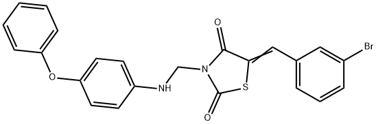 5-(3-bromobenzylidene)-3-[(4-phenoxyanilino)methyl]-1,3-thiazolidine-2,4-dione 结构式