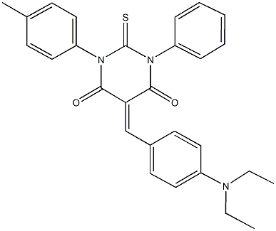 5-[4-(diethylamino)benzylidene]-1-(4-methylphenyl)-3-phenyl-2-thioxodihydro-4,6(1H,5H)-pyrimidinedione 结构式