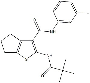 2-[(2,2-dimethylpropanoyl)amino]-N-(3-methylphenyl)-5,6-dihydro-4H-cyclopenta[b]thiophene-3-carboxamide 结构式