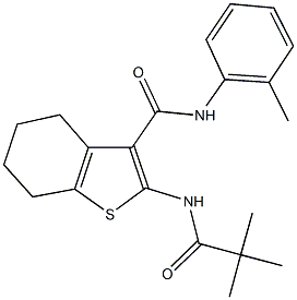 2-[(2,2-dimethylpropanoyl)amino]-N-(2-methylphenyl)-4,5,6,7-tetrahydro-1-benzothiophene-3-carboxamide 结构式