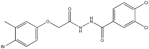 N'-[(4-bromo-3-methylphenoxy)acetyl]-3,4-dichlorobenzohydrazide 结构式