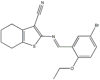 2-[(5-bromo-2-ethoxybenzylidene)amino]-4,5,6,7-tetrahydro-1-benzothiophene-3-carbonitrile 结构式