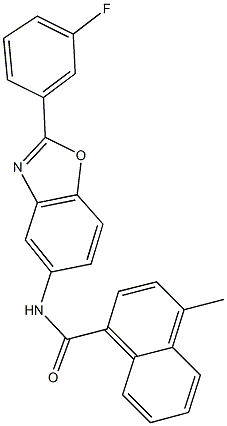 N-[2-(3-fluorophenyl)-1,3-benzoxazol-5-yl]-4-methyl-1-naphthamide 结构式