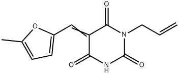 1-allyl-5-[(5-methyl-2-furyl)methylene]-2,4,6(1H,3H,5H)-pyrimidinetrione 结构式