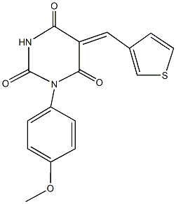 1-(4-methoxyphenyl)-5-(3-thienylmethylene)-2,4,6(1H,3H,5H)-pyrimidinetrione 结构式