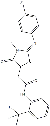 2-{2-[(4-bromophenyl)imino]-3-methyl-4-oxo-1,3-thiazolidin-5-yl}-N-[2-(trifluoromethyl)phenyl]acetamide 结构式