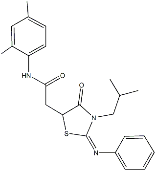N-(2,4-dimethylphenyl)-2-[3-isobutyl-4-oxo-2-(phenylimino)-1,3-thiazolidin-5-yl]acetamide 结构式