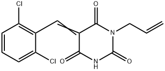 1-allyl-5-(2,6-dichlorobenzylidene)-2,4,6(1H,3H,5H)-pyrimidinetrione 结构式