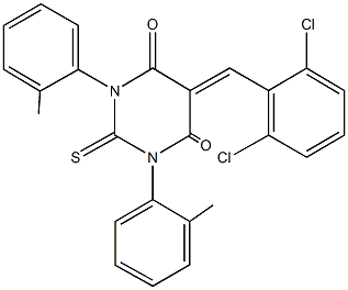 5-(2,6-dichlorobenzylidene)-1,3-bis(2-methylphenyl)-2-thioxodihydro-4,6(1H,5H)-pyrimidinedione 结构式