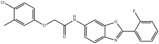 2-(4-chloro-3-methylphenoxy)-N-[2-(2-fluorophenyl)-1,3-benzoxazol-6-yl]acetamide 结构式