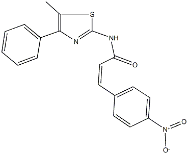 3-{4-nitrophenyl}-N-(5-methyl-4-phenyl-1,3-thiazol-2-yl)acrylamide 结构式