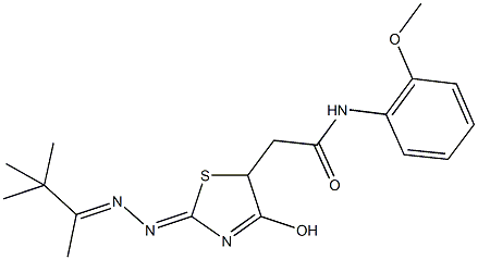 2-{4-hydroxy-2-[(1,2,2-trimethylpropylidene)hydrazono]-2,5-dihydro-1,3-thiazol-5-yl}-N-(2-methoxyphenyl)acetamide 结构式