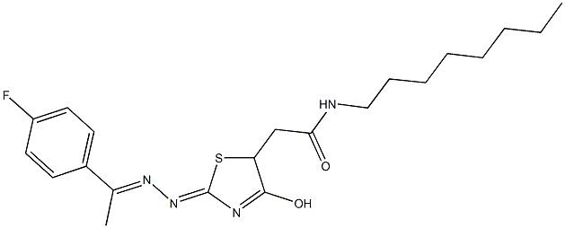 2-(2-{[1-(4-fluorophenyl)ethylidene]hydrazono}-4-hydroxy-2,5-dihydro-1,3-thiazol-5-yl)-N-octylacetamide 结构式