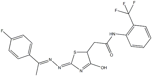 2-(2-{[1-(4-fluorophenyl)ethylidene]hydrazono}-4-hydroxy-2,5-dihydro-1,3-thiazol-5-yl)-N-[2-(trifluoromethyl)phenyl]acetamide 结构式