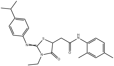 N-(2,4-dimethylphenyl)-2-{3-ethyl-2-[(4-isopropylphenyl)imino]-4-oxo-1,3-thiazolidin-5-yl}acetamide 结构式