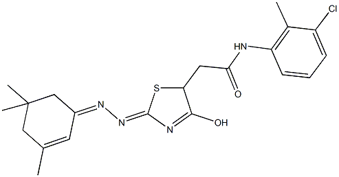 N-(3-chloro-2-methylphenyl)-2-{4-hydroxy-2-[(3,5,5-trimethyl-2-cyclohexen-1-ylidene)hydrazono]-2,5-dihydro-1,3-thiazol-5-yl}acetamide 结构式