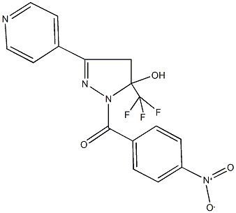 1-{4-nitrobenzoyl}-3-(4-pyridinyl)-5-(trifluoromethyl)-4,5-dihydro-1H-pyrazol-5-ol 结构式