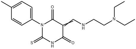 5-({[2-(diethylamino)ethyl]amino}methylene)-1-(4-methylphenyl)-2-thioxodihydro-4,6(1H,5H)-pyrimidinedione 结构式