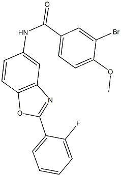 3-bromo-N-[2-(2-fluorophenyl)-1,3-benzoxazol-5-yl]-4-methoxybenzamide 结构式