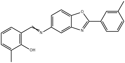 2-methyl-6-({[2-(3-methylphenyl)-1,3-benzoxazol-5-yl]imino}methyl)phenol 结构式