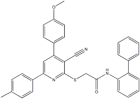 N-[1,1'-biphenyl]-2-yl-2-{[3-cyano-4-(4-methoxyphenyl)-6-(4-methylphenyl)-2-pyridinyl]sulfanyl}acetamide 结构式