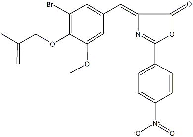 4-{3-bromo-5-methoxy-4-[(2-methyl-2-propenyl)oxy]benzylidene}-2-{4-nitrophenyl}-1,3-oxazol-5(4H)-one 结构式
