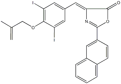 4-{3,5-diiodo-4-[(2-methyl-2-propenyl)oxy]benzylidene}-2-(2-naphthyl)-1,3-oxazol-5(4H)-one 结构式