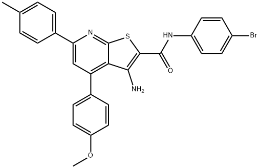 3-amino-N-(4-bromophenyl)-4-(4-methoxyphenyl)-6-(4-methylphenyl)thieno[2,3-b]pyridine-2-carboxamide 结构式