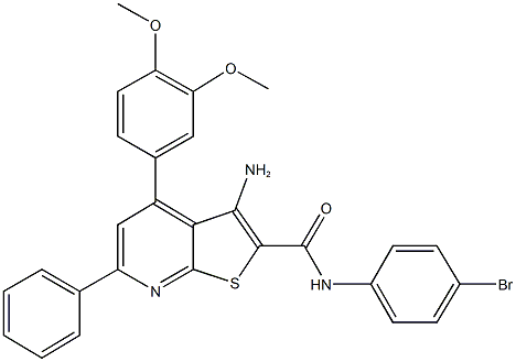 3-amino-N-(4-bromophenyl)-4-(3,4-dimethoxyphenyl)-6-phenylthieno[2,3-b]pyridine-2-carboxamide 结构式