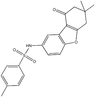 N-(7,7-dimethyl-9-oxo-6,7,8,9-tetrahydrodibenzo[b,d]furan-2-yl)-4-methylbenzenesulfonamide 结构式