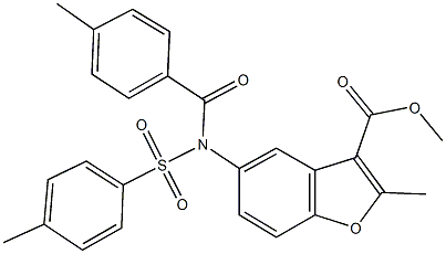 methyl 2-methyl-5-{(4-methylbenzoyl)[(4-methylphenyl)sulfonyl]amino}-1-benzofuran-3-carboxylate 结构式