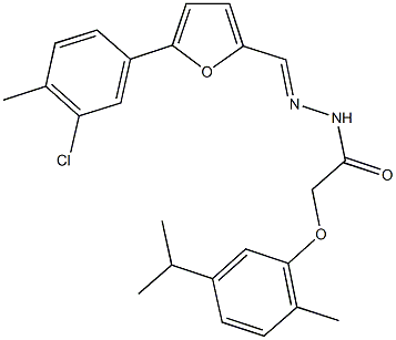 N'-{[5-(3-chloro-4-methylphenyl)-2-furyl]methylene}-2-(5-isopropyl-2-methylphenoxy)acetohydrazide 结构式