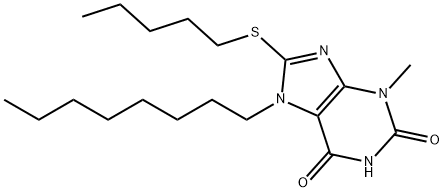 3-methyl-7-octyl-8-(pentylsulfanyl)-3,7-dihydro-1H-purine-2,6-dione 结构式