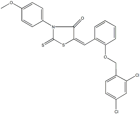 5-{2-[(2,4-dichlorobenzyl)oxy]benzylidene}-3-(4-methoxyphenyl)-2-thioxo-1,3-thiazolidin-4-one 结构式