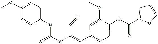 2-methoxy-4-{[3-(4-methoxyphenyl)-4-oxo-2-thioxo-1,3-thiazolidin-5-ylidene]methyl}phenyl 2-furoate 结构式