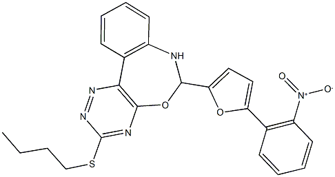 3-(butylsulfanyl)-6-(5-{2-nitrophenyl}-2-furyl)-6,7-dihydro[1,2,4]triazino[5,6-d][3,1]benzoxazepine 结构式